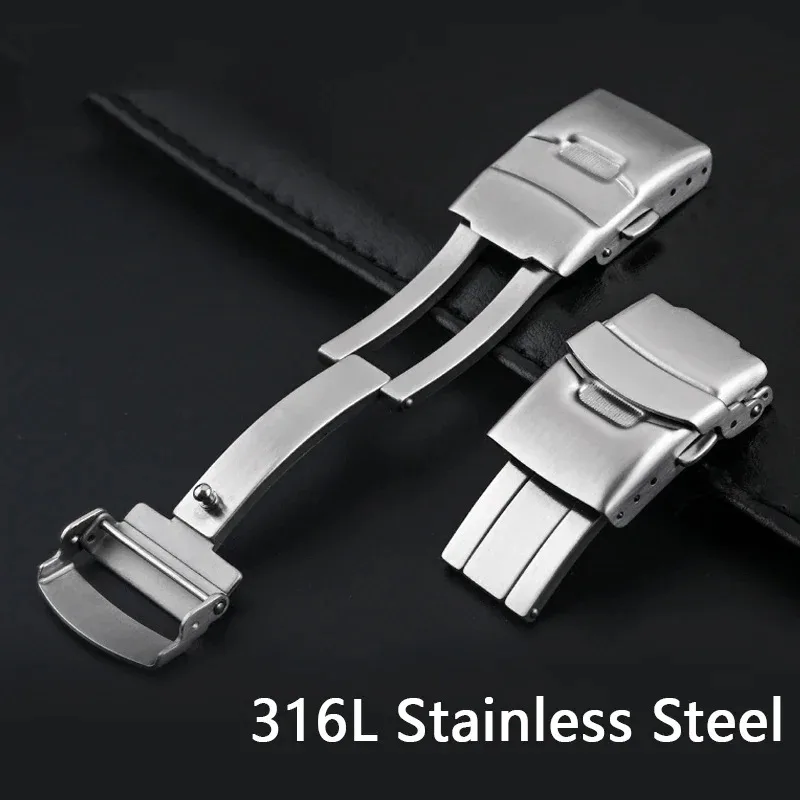 16mm 18mm 20mm 22mm 316L Solid Stainless Steel Watch Clasp Folding Buckle with Safety Premium Men Women Metal Watch Buckle