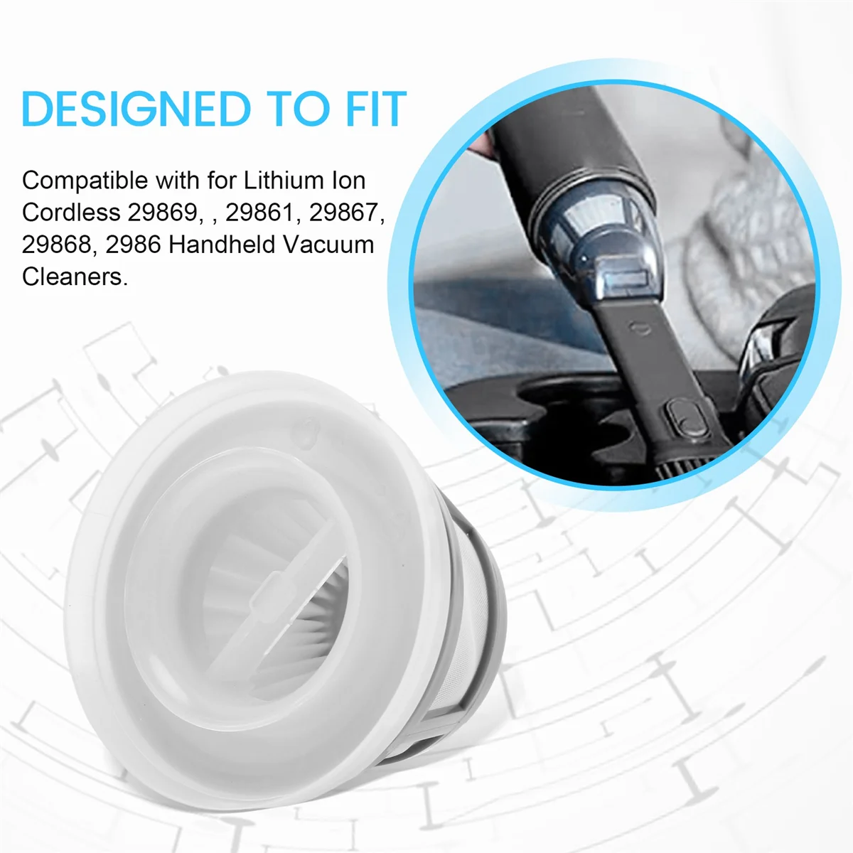 popular Replacement Washable Double Level Filtration HEPA Filter Compatible for Bissell AeroSlim 29869 Handheld Vacuum Cleaners