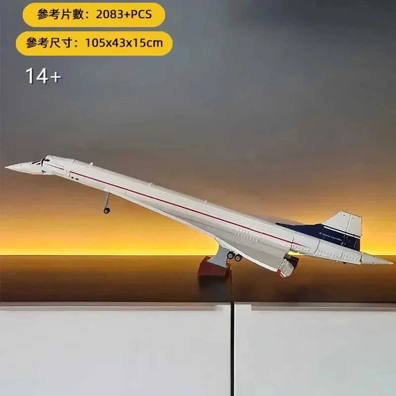 Kit de construcción Moc 2083PCS Airbus Concorde, el primer avión supónico del mundo, bloques de transbordador espacial de aviación, juguetes de ladrillos, regalos para niños