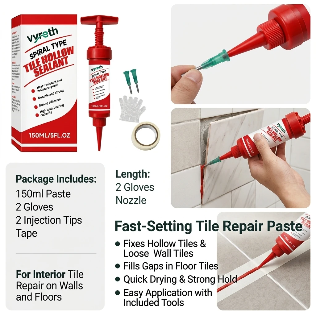 150mL Tile Hollow Repair Adhesive Gap Filling Glue High-Viscosity Grout Injection Sealant Ceramic Marble Maintenance Kit