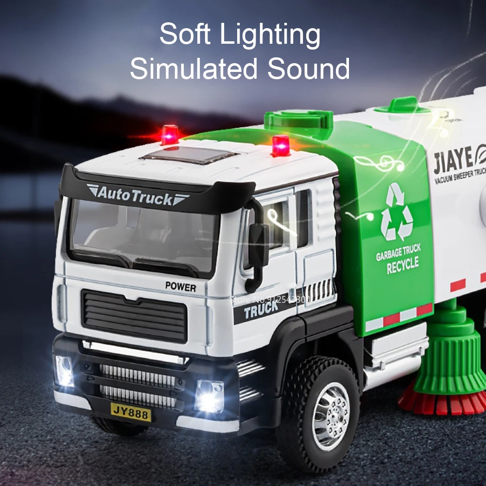 1:50 Kehrmaschine Erweiterte Muldenkipper Modell Spielzeug Metalldruckguss Sound Licht Zurückziehen Staubsauger Fahrzeug Modelle Sammlung Geschenke