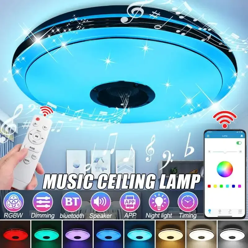 

300W Modern RGB Dimmable Music Ceiling Lamp Remote & APP Control LED Ceiling Lights Home bluetooth Speaker Lighting Fixture 220V