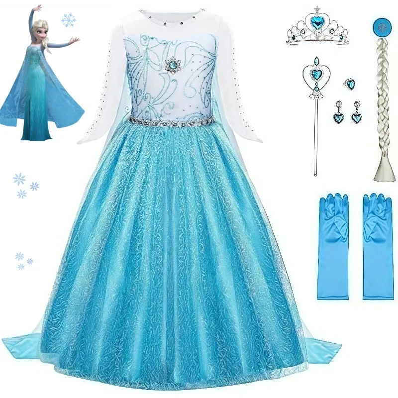 Disfraz de Disney Elsa y Anna para Niñas, Vestido de Princesa para Carnaval, Disfraz de Jazmín, Rapunzel, Flor, Cosplay, Navidad