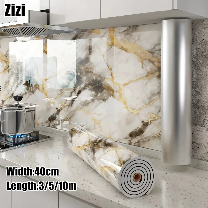 

1 Roll Marble Wallpaper Self Adhesive Imitation Glossy Marble Foam Wallpaper Aluminum Foil Peel and Stick Wall Papers Home Decor