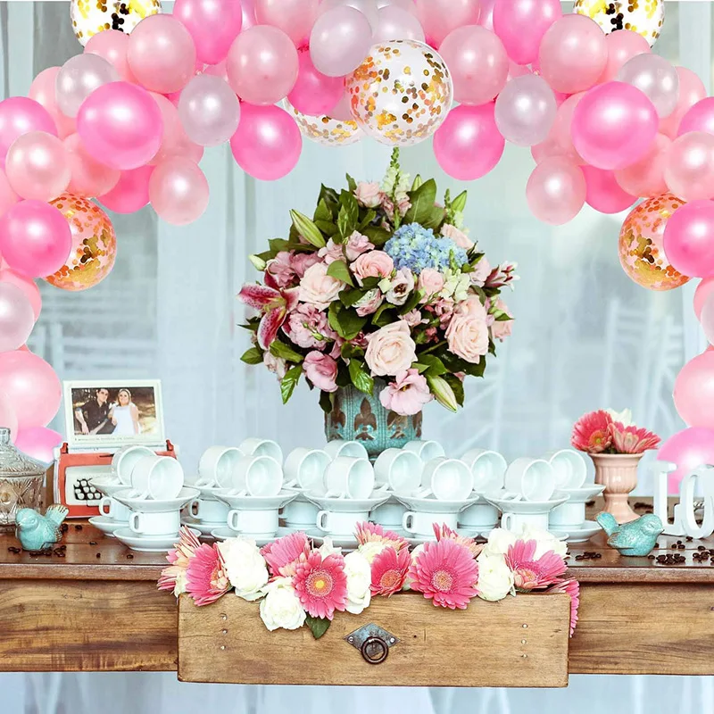 Pink balloon chain set wedding party background wall decoration party combo