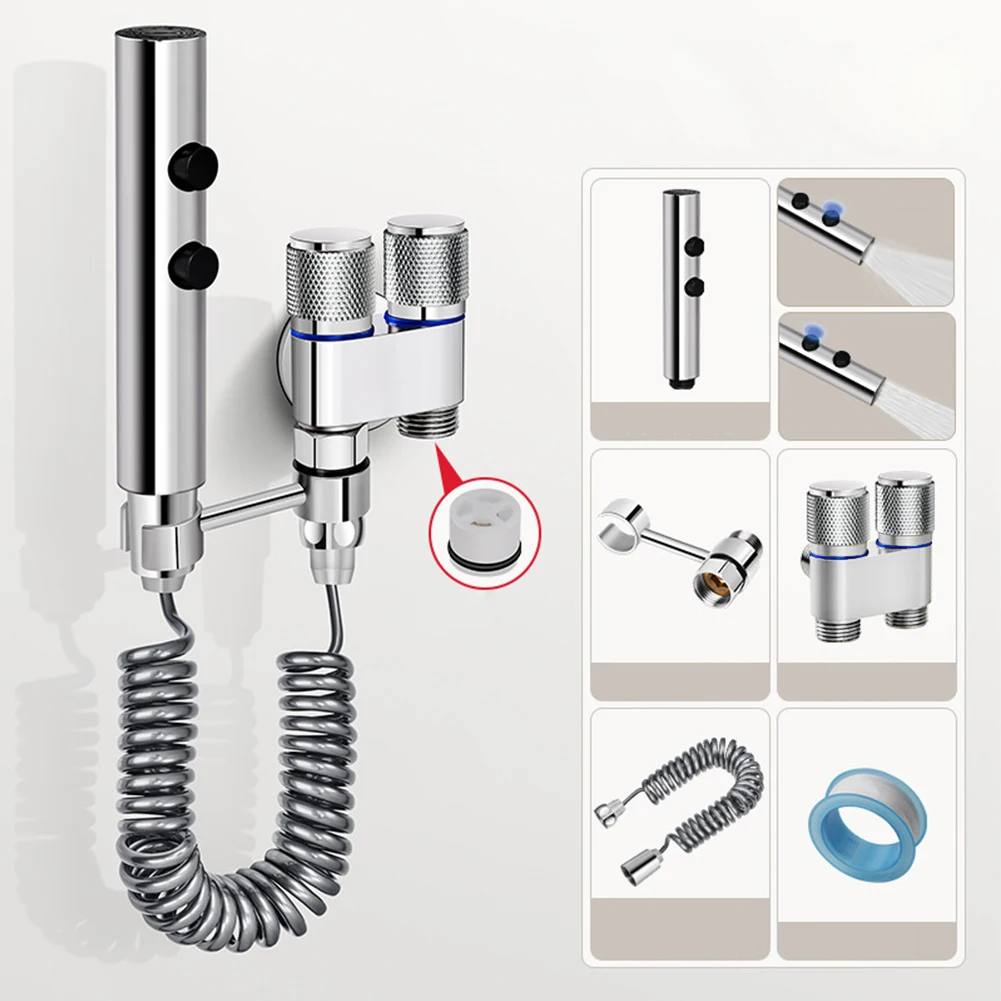 

1pc G1/2 Interface Handheld Toilet Bidet Faucet Sprayer Stainless Steel Dual Button Bidet Sprayer Home Bathroom Accessories