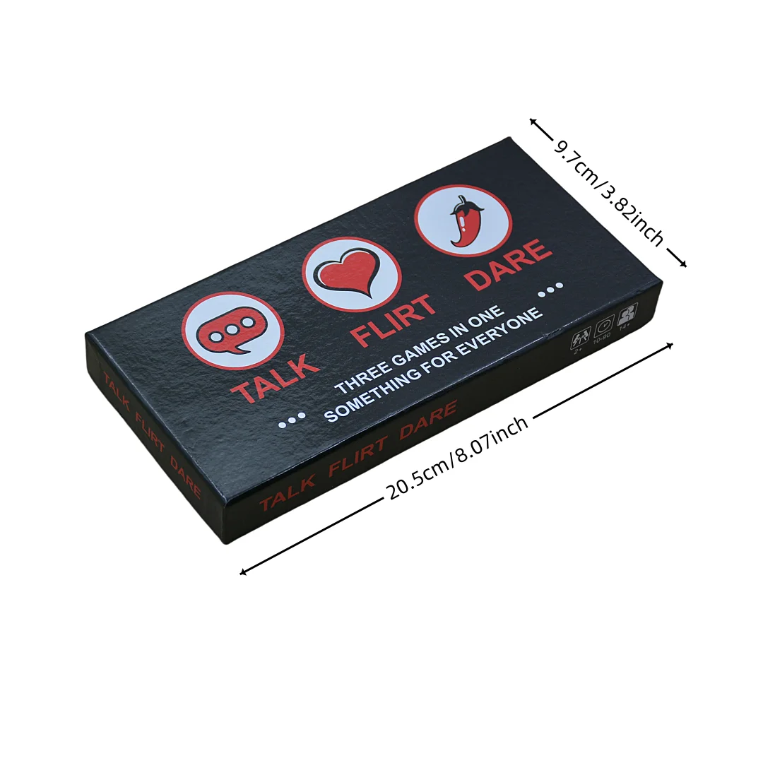 Gra Towarzyska 3-w-1: Rozmawiaj, Flirtuj, Odważ się! - Angielska Wersja Gry Planszowej, Gra Karciana, Interaktywna Gra Stołowa, Idealna na Imprezy, Idealny Prezent