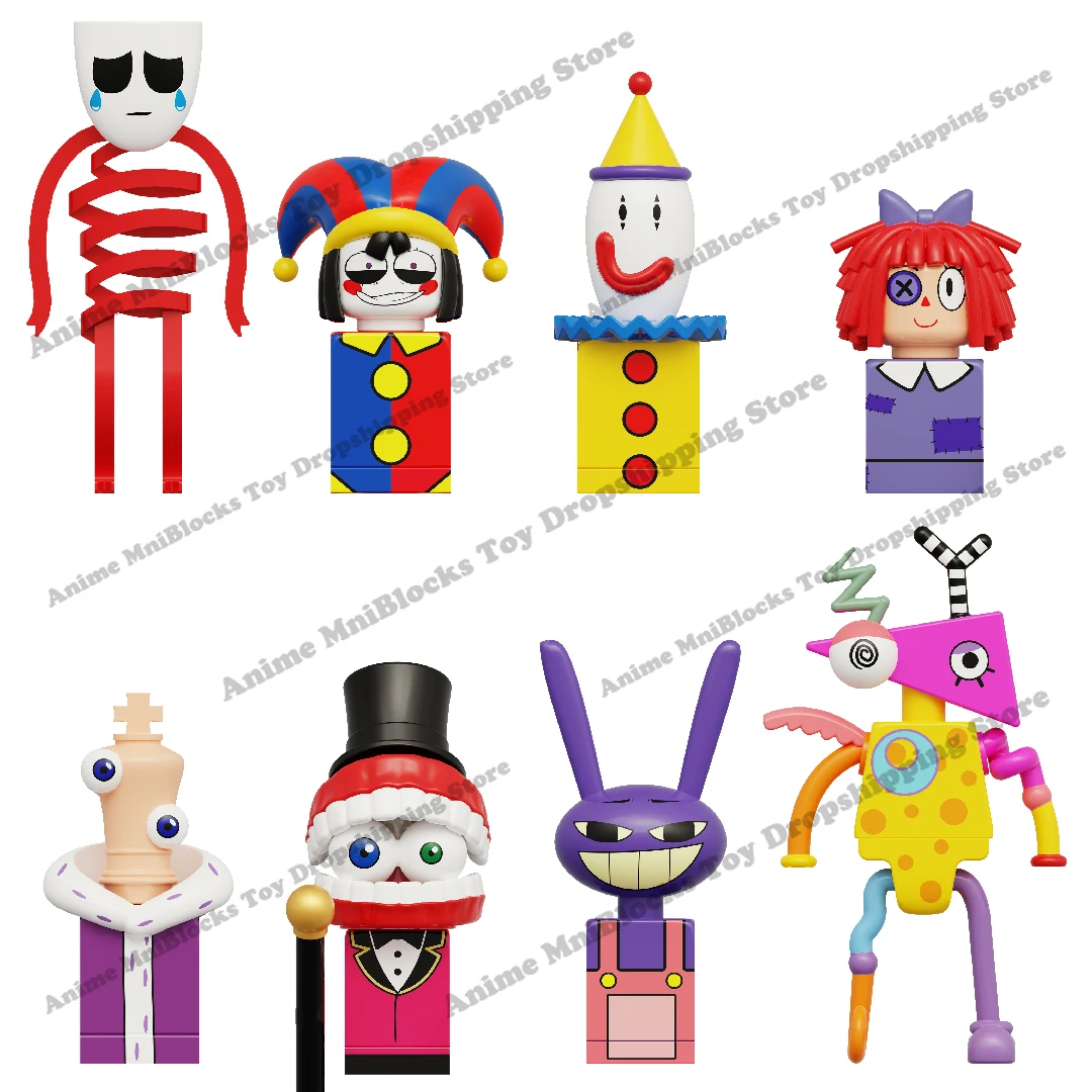 KDL827 Gangle Pomni Ragatha Jax Caine Kaufmo Zooble Kinger Anime Bricks Amazing Dolls Mini Action Toy Figura Building Blocks