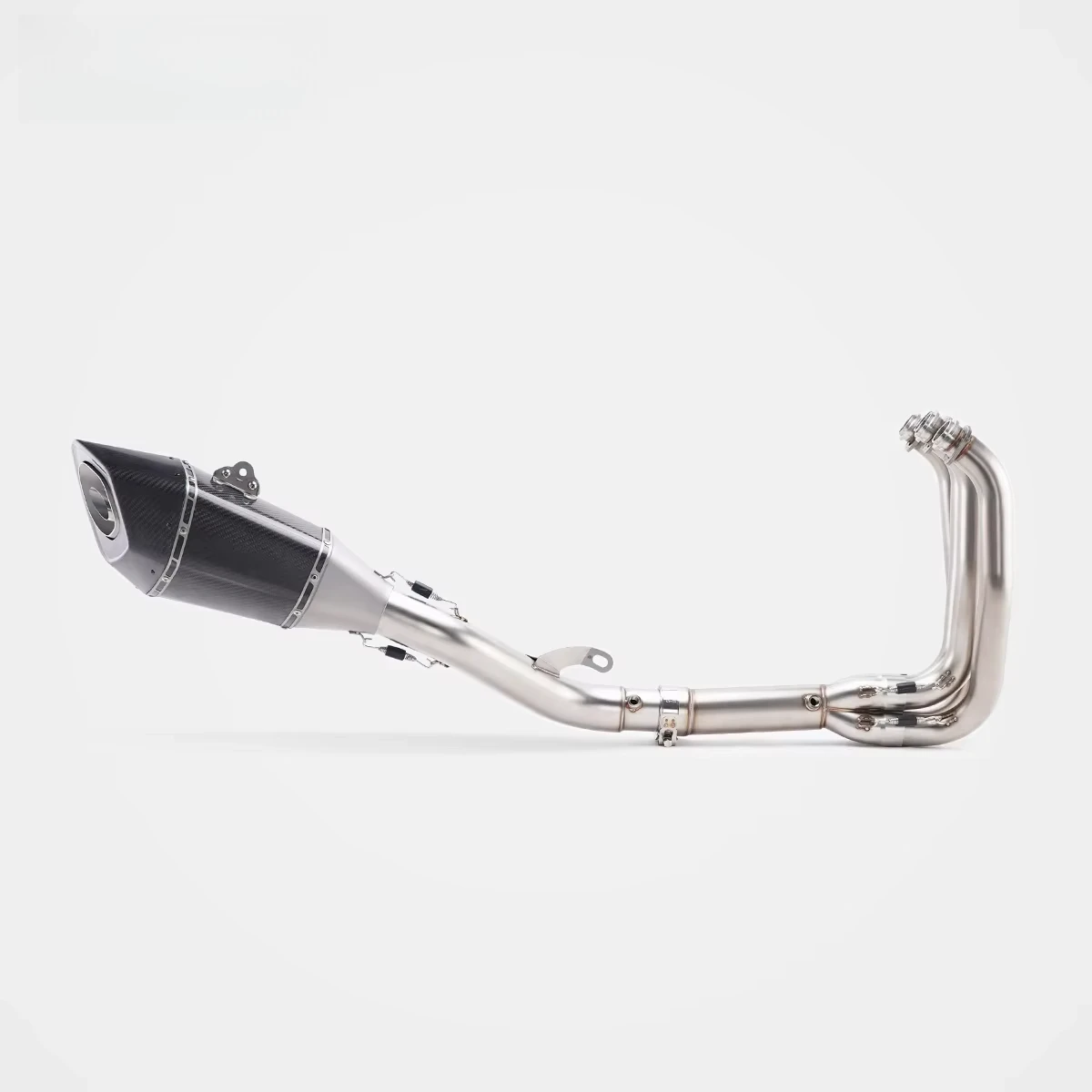 Exquisite and Heat Resistant Silvery White Stainless Steel Carbon Fiber Motorcycle Full Exhaust System for  ZX-6R ZX-4R