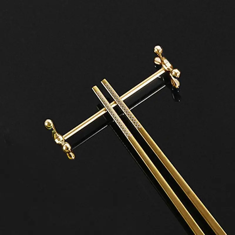 Stainless Steel Chopsticks Holder Elegant Gold Fork Rest Desktop Spoon Holder Desktop Fork Rest Metal Spoon Chopstick Base