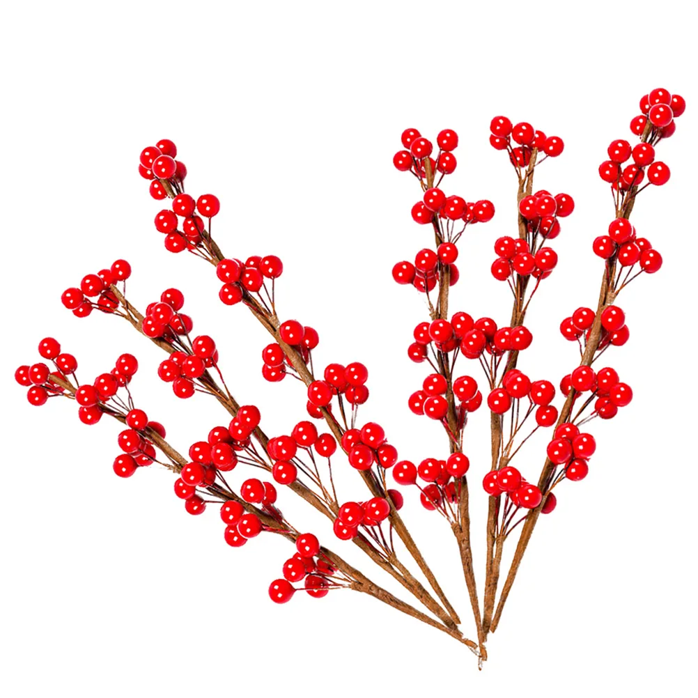 

6 Pcs Artificial Berries Red Foam Branches Christmas Decorations Simulation Berry Adornments Lifelike Stage Props