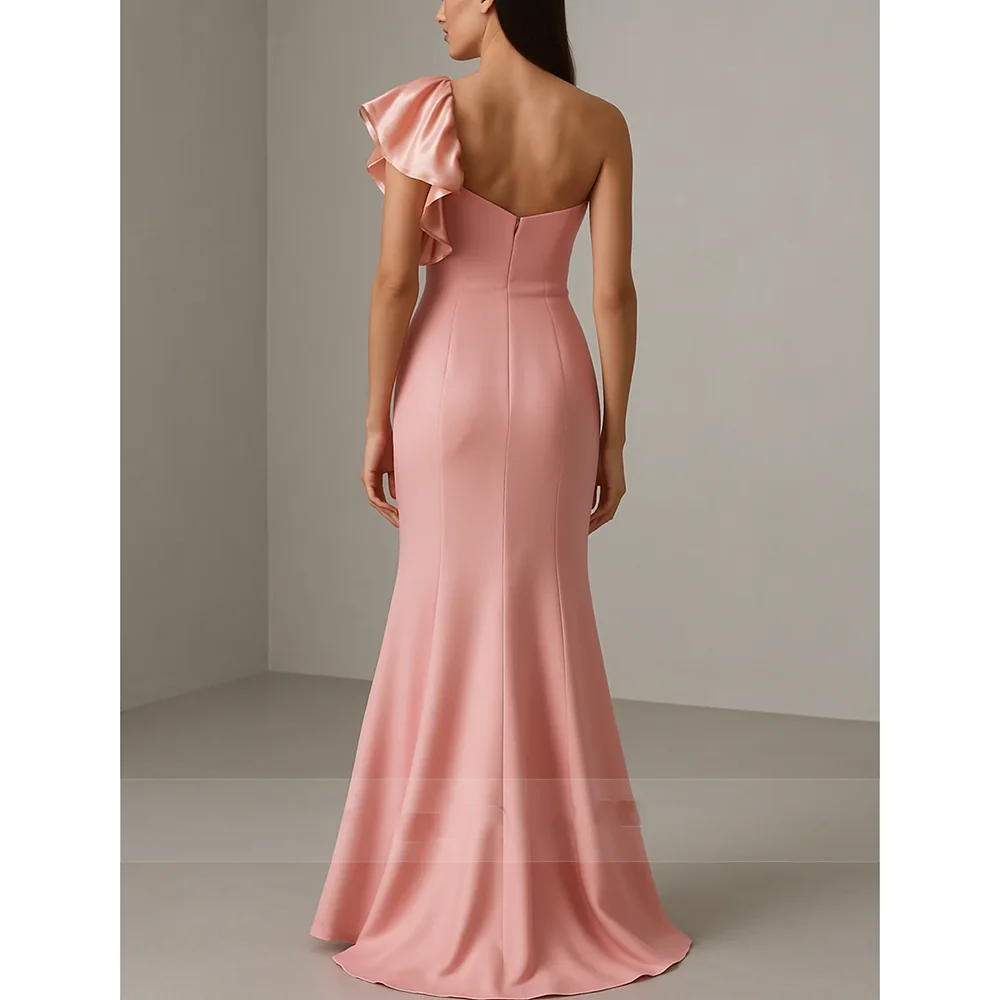 Simple One Shoulder Sleeveless Bridesmaid Dresses Wedding Party Dress Elegant Mermaid Floor Length Formal Occasions Dress