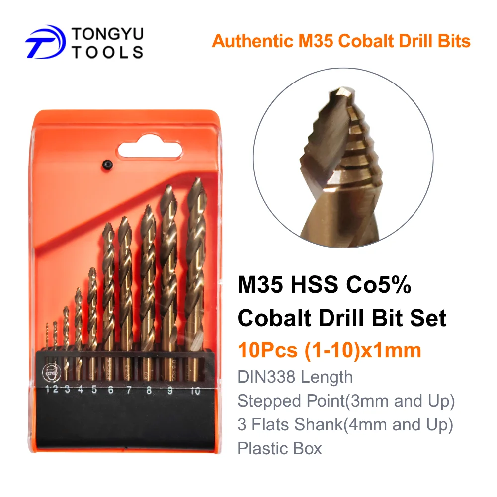 M35 Kobalt Boorbits Set Getrapte Punt Metrisch DIN338 HSS Co5% Spiralboor voor RVS Hard Metaal Zwaar Werk