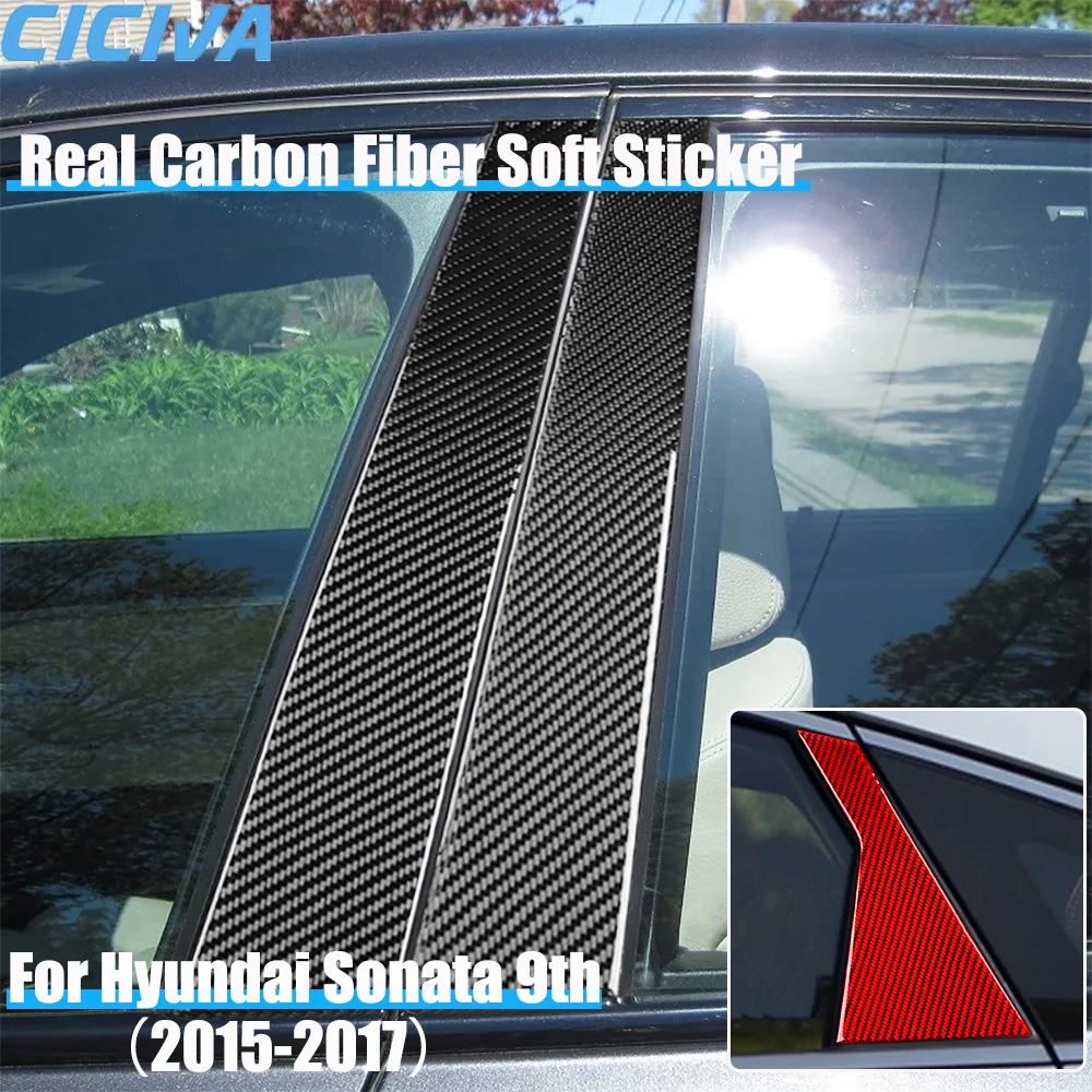 

Real Carbon Fiber Car Accessories B-pillar Panel Decorative Cover Soft Sticker For Hyundai Sonata 9th LF 2015 2016 2017