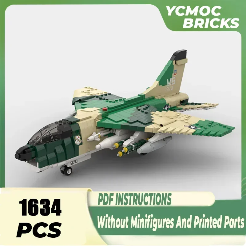 Military Model Moc Building Bricks 1:35 Scale A-7D Corsair II Fighter Technology Blocks Gifts Christmas Toys DIY Sets Assembly