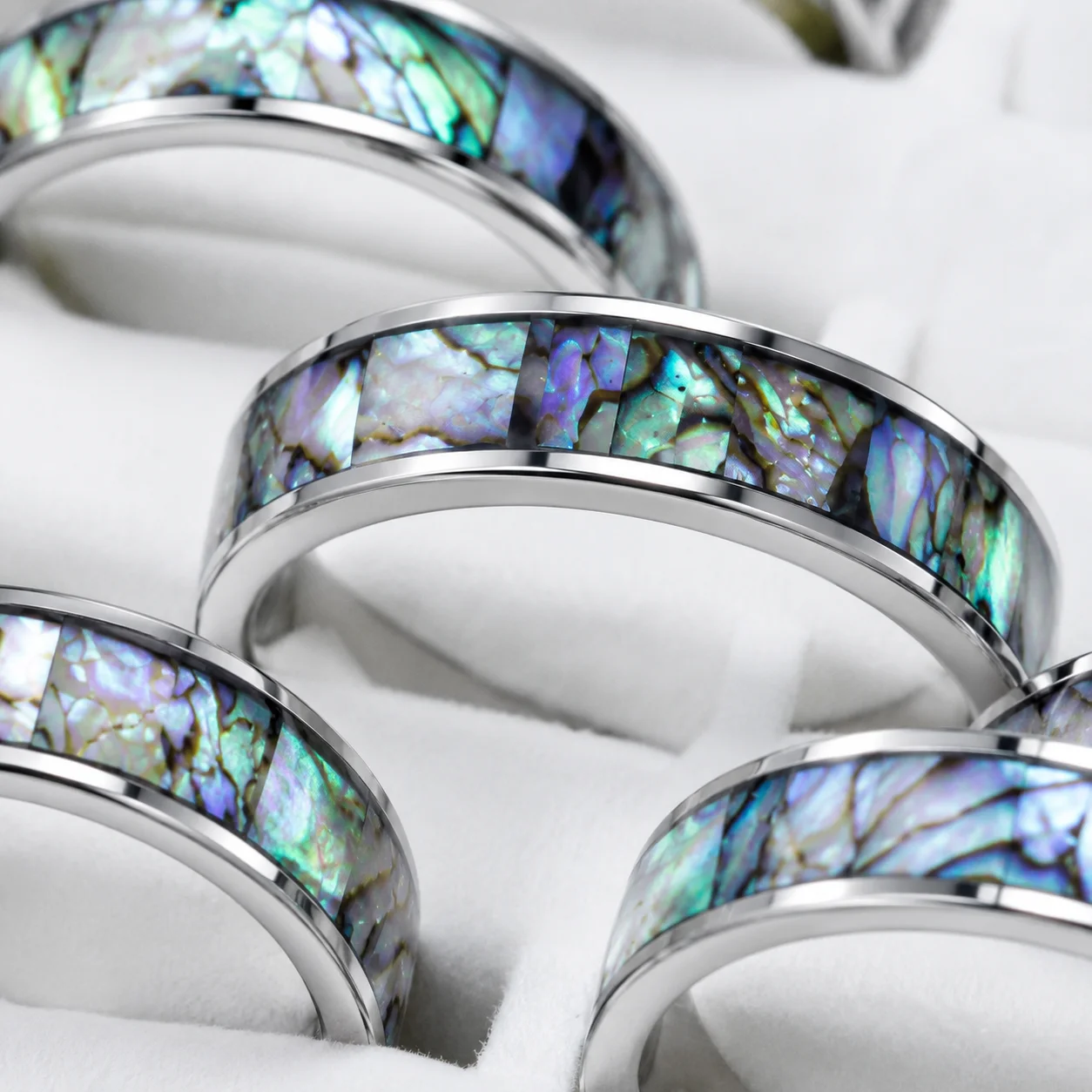 20 Stück Modische Natürliche Muschelringe aus Edelstahl, Nie Verblassend, für Damen und Herren, Schmuck in Großmengen LR4029 – Detail 6