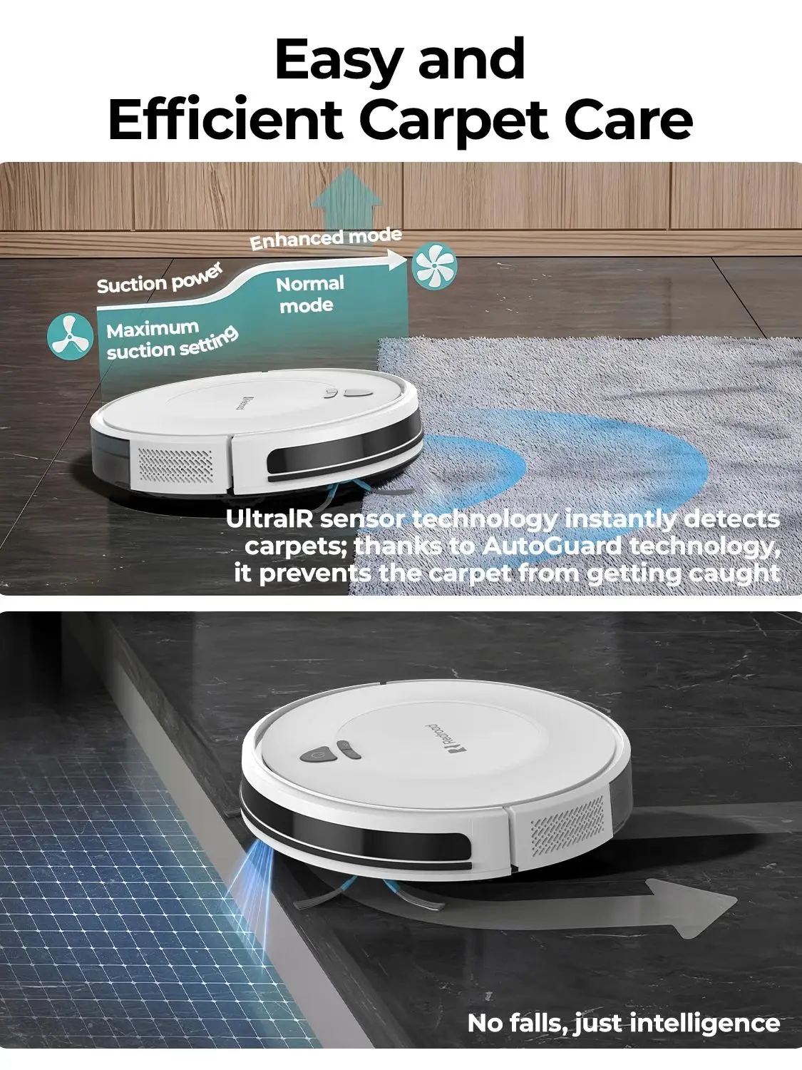 Roboter-Staubsauger Mopp LDS Lidar Redroad E6,10,000 Pa Smart Planned Mapping Home Bodenwaschen Teppich Tierhaare reinigen, 140 Min Laufzeit,funktioniert mit Alexa und Google Assistant,2.4G