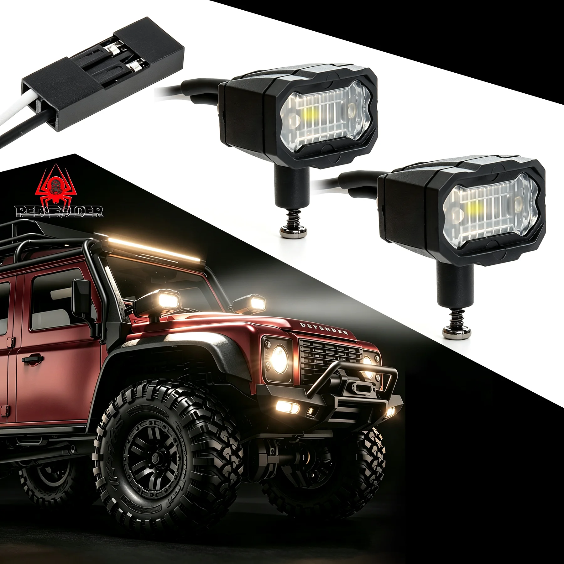 2 Piece Rectangle LED Light Kit for 1/10 and 1/8 RC Crawlers