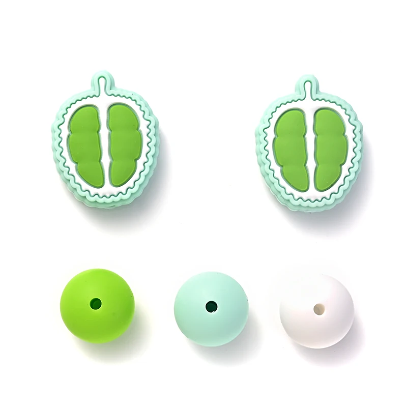 32Pcs Food Grade 15mm Round Silicone Teether Fruit Shape Focal Beads Baby Chewable Nursing Teething Toy Silicone Teether For Diy