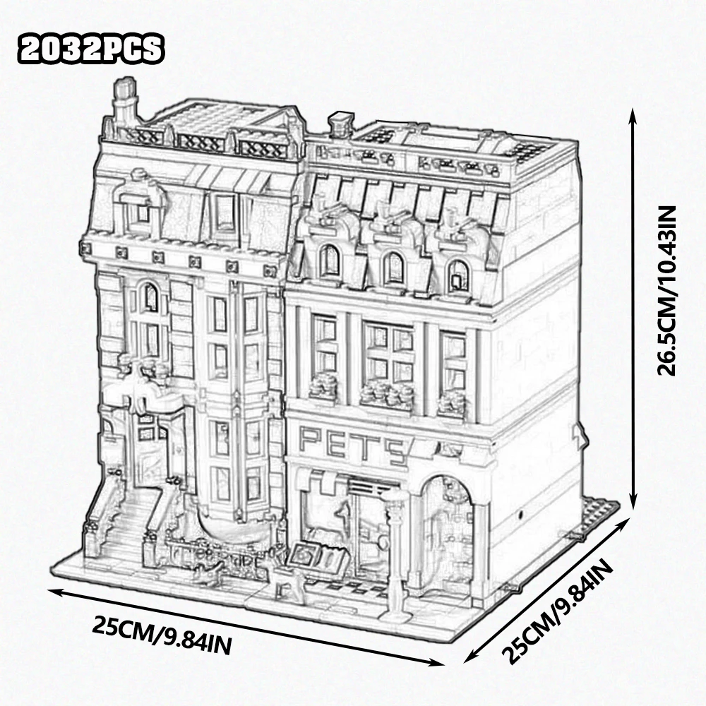 Creative Expert Bricks Bank Cafe Corner MOC Street View City Model House Pet Shop Town Hall Downtown Diner Bouwstenen Speelgoed
