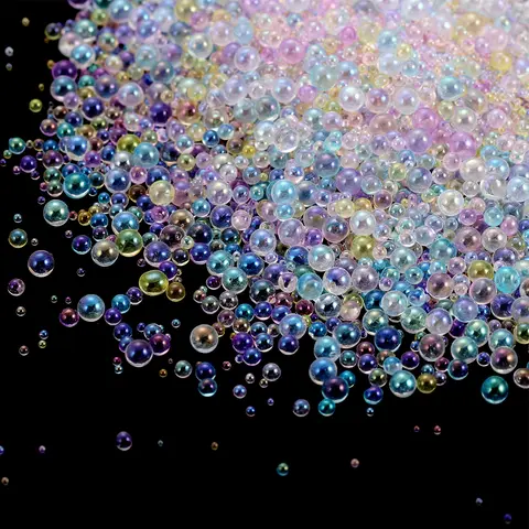Colorful Mixed Water Bubble Beads Mini Glass No Hole Bead for DIY Jewelry Making Accessories Epoxy Resin Nail Art Crafts Filling
