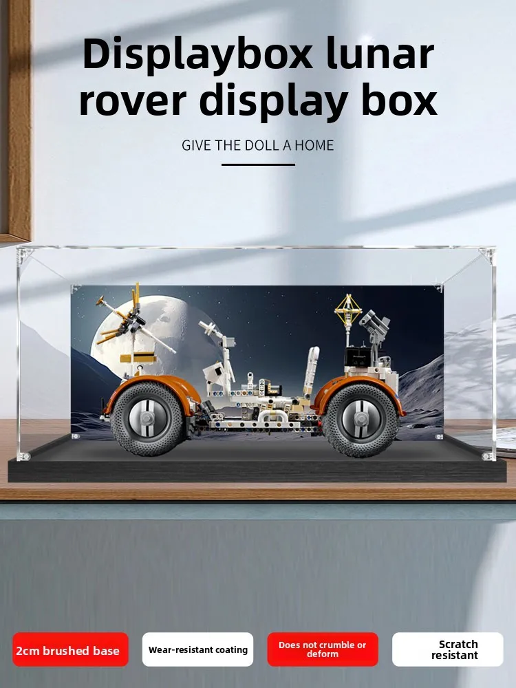 High‑Clear Transparent Acrylic Dustproof Display Box Storage Holder for LEGO 42182 Lunar Surface Rover Model Building Blocks