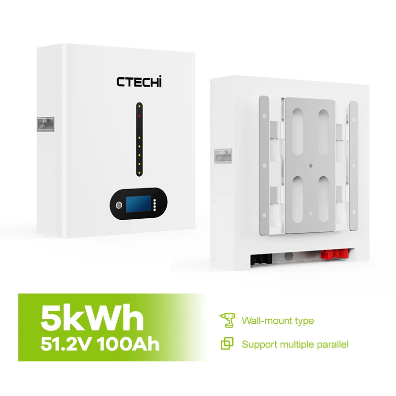 48V 51.2V 100Ah Wall Mounted Lithium Ion Battery 5kWh Powerwall Home Energy Storage System Solar LiFePO4 Batteries