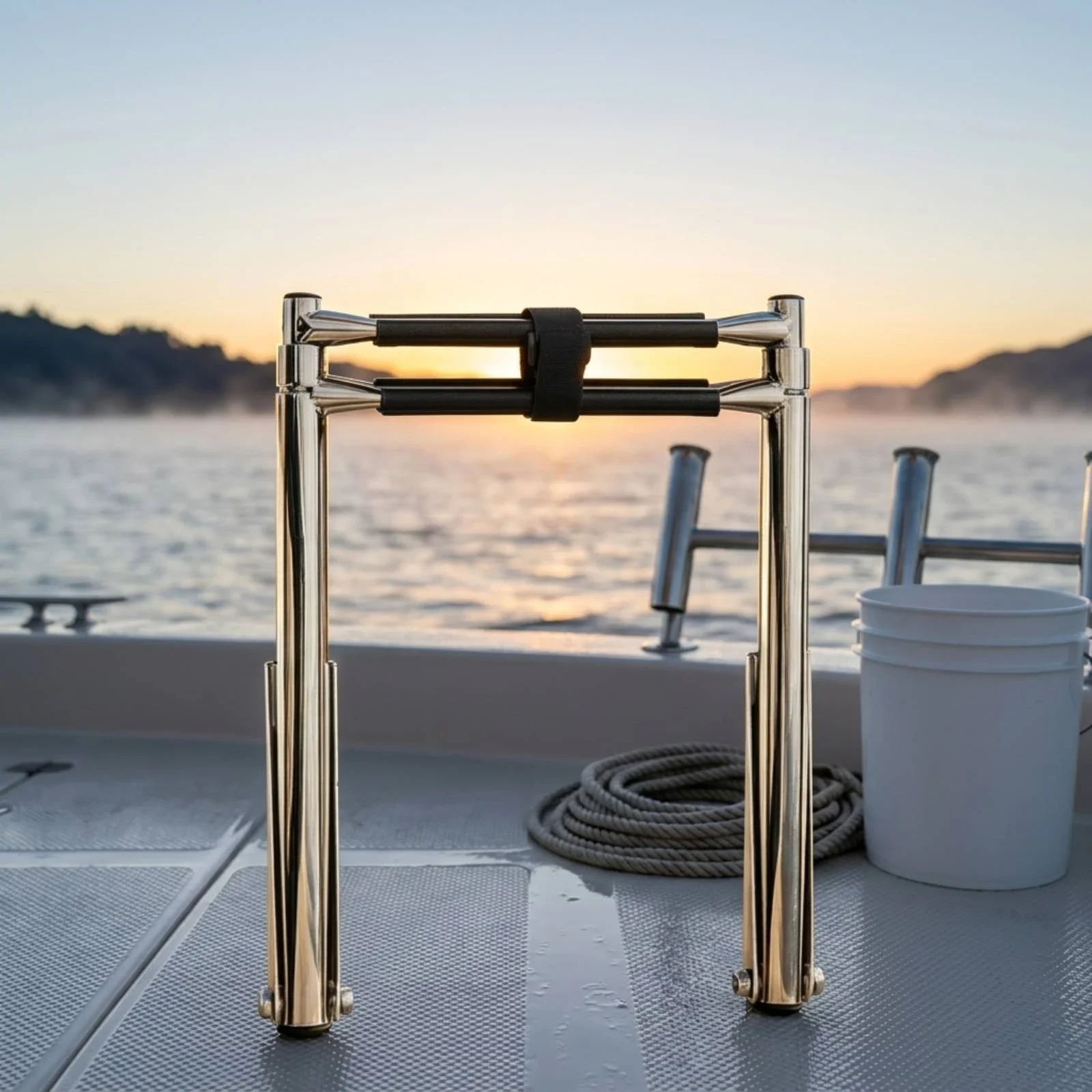 yesTelescoping Boat Ladder Ribbed Grip Folding Boarding Ladder Marine Hardware Compact Corrosion Resistant for Yachts, Boats