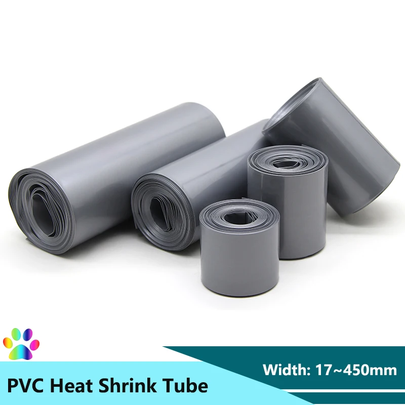 

1~20M Grey Battery Film Wrap 18650 Width 17mm ~ 450mm PVC Heat Shrink Tube Cable Sleeve Sheath Cover Insulated Shrink Wrapping