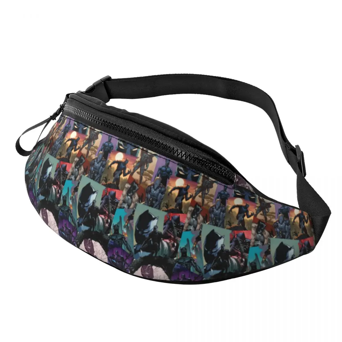 Custom Black Panther Wallpaper Comic Fanny Pack Women Men Cool Crossbody Waist Bag for Running Phone Money Pouch