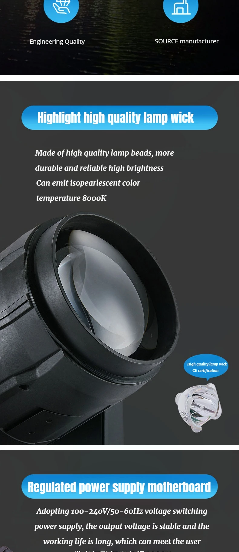 

Ready Stock Replacement Parts 380W Party Performance Light - Waterproof Outdoor Stage Lamp for Hotel Roof Event
