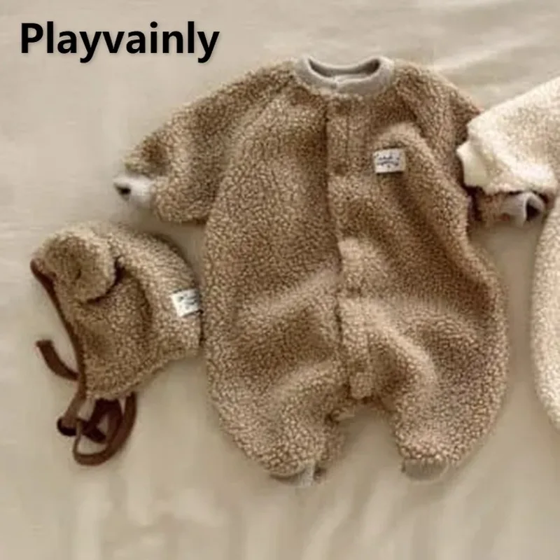 الكورية نمط الشتاء الطفل الدافئة الصوف السروال القصير الجمل حليبي الأبيض راجلان كم نيسيي الوليد الرضع بذلة ملابس خارجية D2149-4 #1