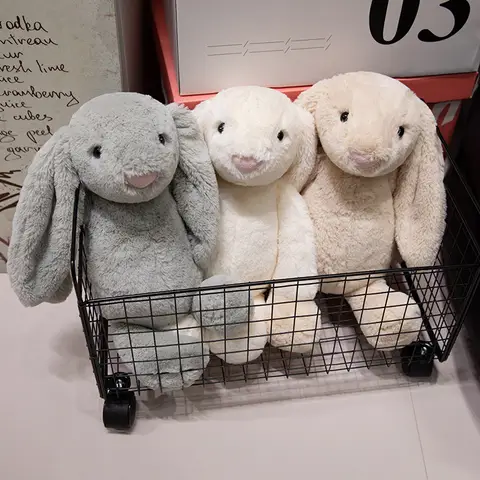 Conejo de peluche Kawaii con orejas largas, conejo de peluche, muñeca bebé, compañero de sueño, almohada bonita para abrazo, decoración de habitación, bonito regalo para niños