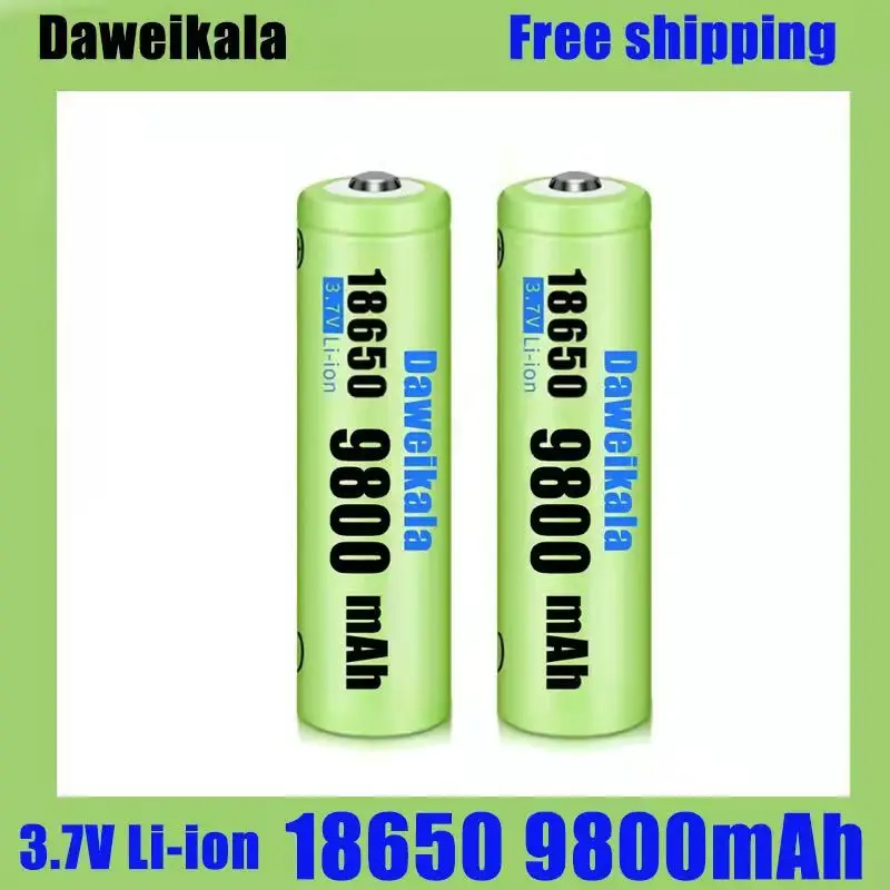 대용량 리튬 이온 충전식 배터리, 손전등 토치 헤드램프 배터리, 3.7V, 18650, 9800mAh, 신제품