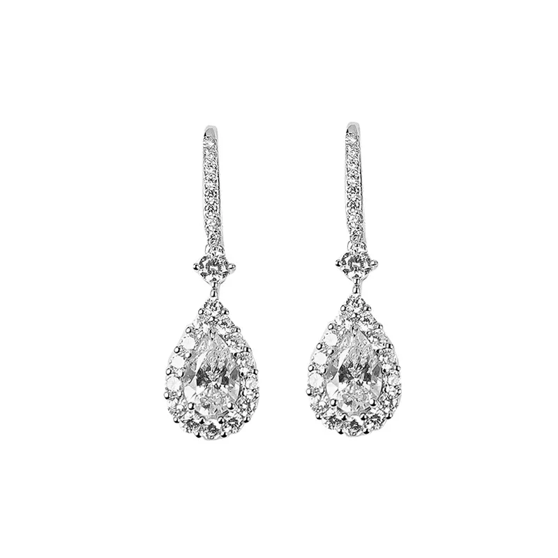 925 Sparkling Earrings, Light Luxury, Sweet Water Drop Inlaid with High Carbon Diamond, Unique, Versatile, Elegant and Simple