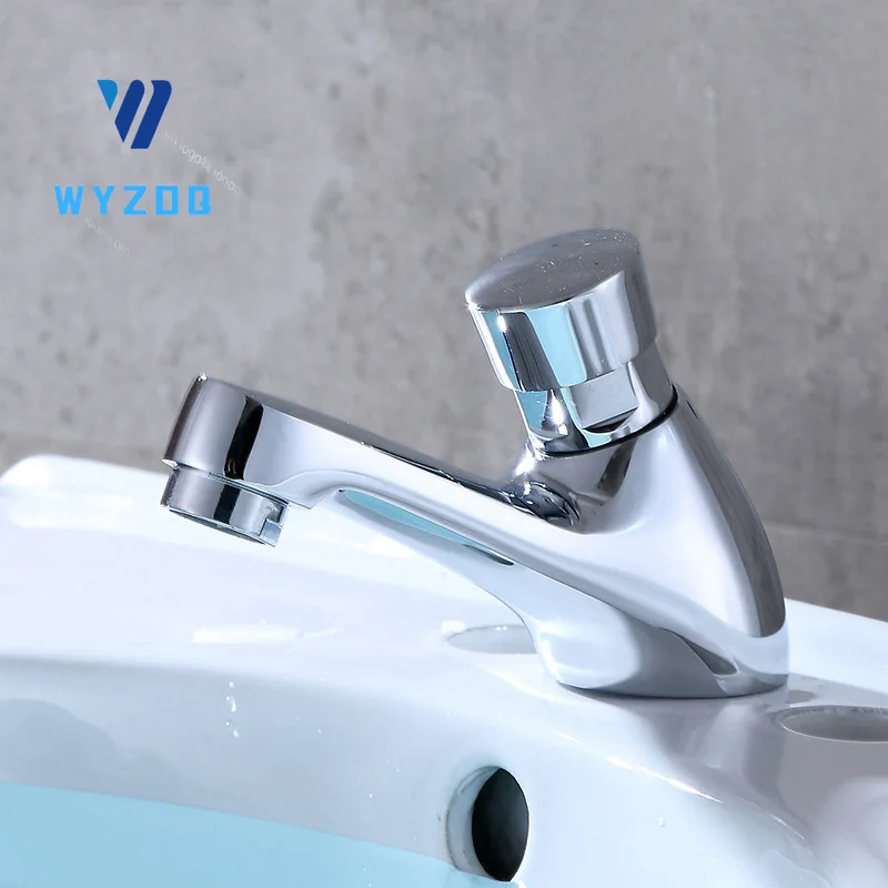 Face Basin Self Closing Water-saving Faucet Bathroom Basin Cold Water Faucet Delay Button Section Faucet Bathroom Accessories