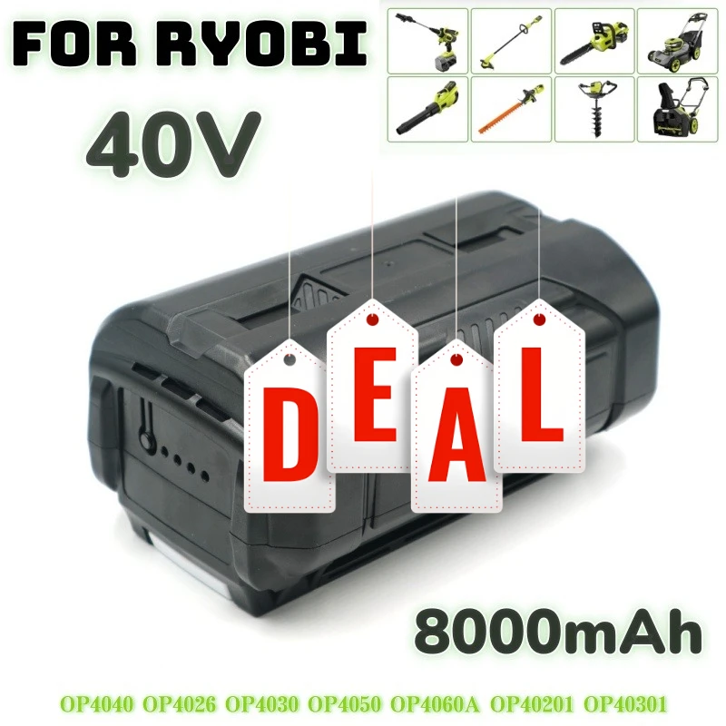 

6.0Ah Replacement for Ryobi OP4050 40V Lithium Battery OP4050A OP4026 OP40601 OP4026A OP40401 Cordless Power Tools Batteries