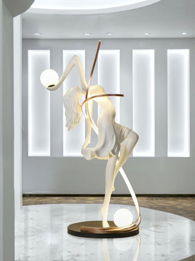 Creative humanoid sculpture decoration floor lamp living room hotel shopping mall postmodern luxury FRP art ornaments