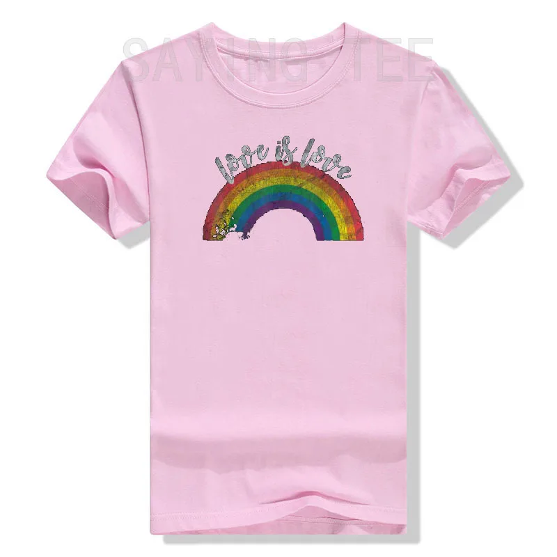 T-shirt à imprimé coloré arc-en-ciel vintage, blouses à manches courtes, t-shirt amusant, t-shirt graphique fier, Gay Pride, LGBT Love Is Love, LgCustom q