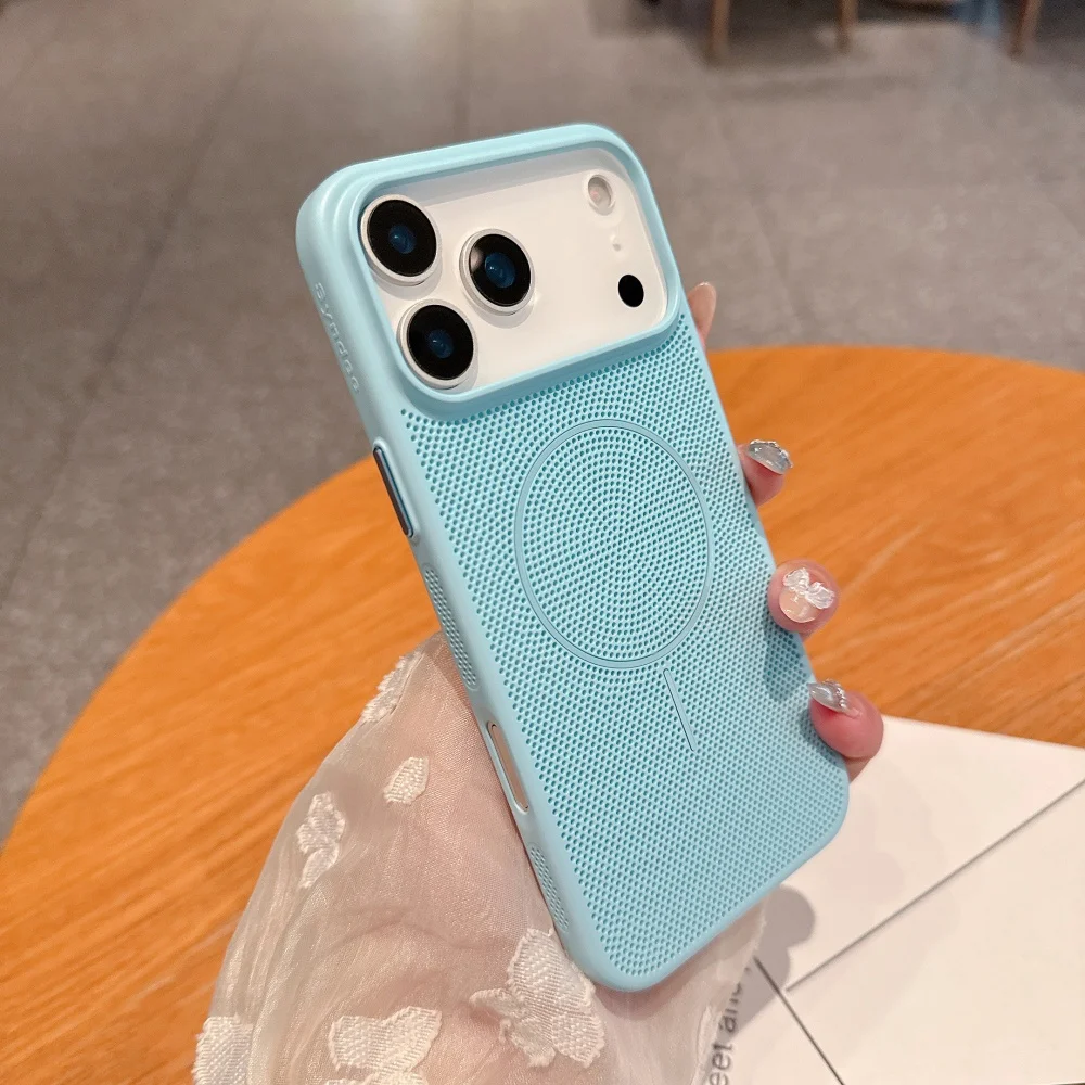 حافظة مغناطيسية قابلة للتنفس لهاتف آيفون 17 إير 16 15 برو ماكس 14 بلس 13 12 11 حافظة صلبة لامعة مضادة للصدمات لهاتف Magsafe #5