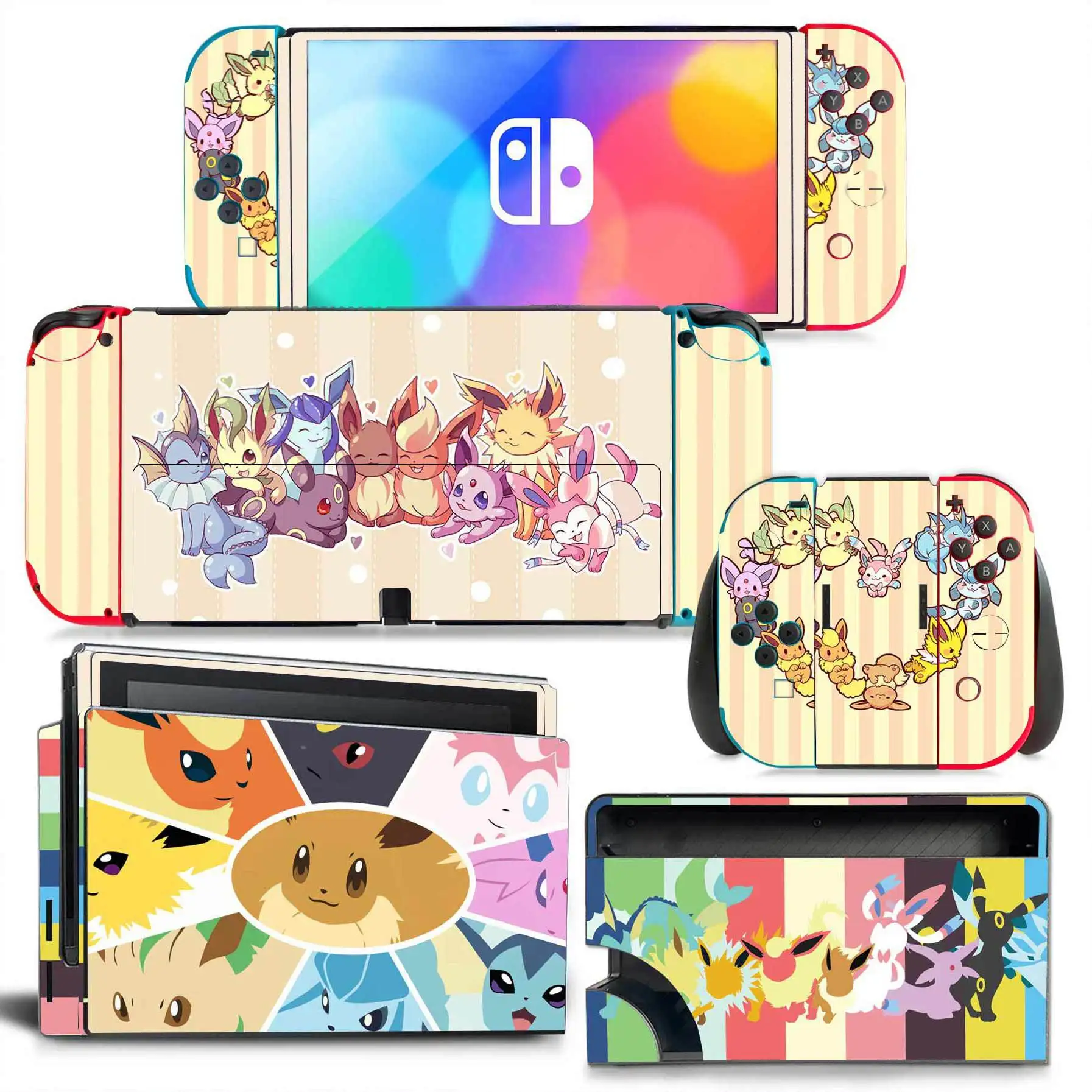 Pokemon Pikachu Skin Cover Sticker Decal for Nintendo Switch OLED Console Joy-con Controller Dock Skin Vinyl Stickers