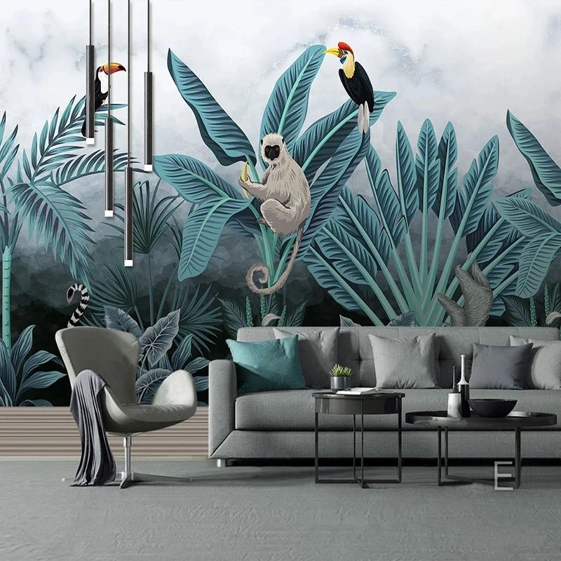 Customized 3D Wallpaper Modern Tropical Rainforest Animal Plants Photo Mural Living room TV background wall bedroom restaurant