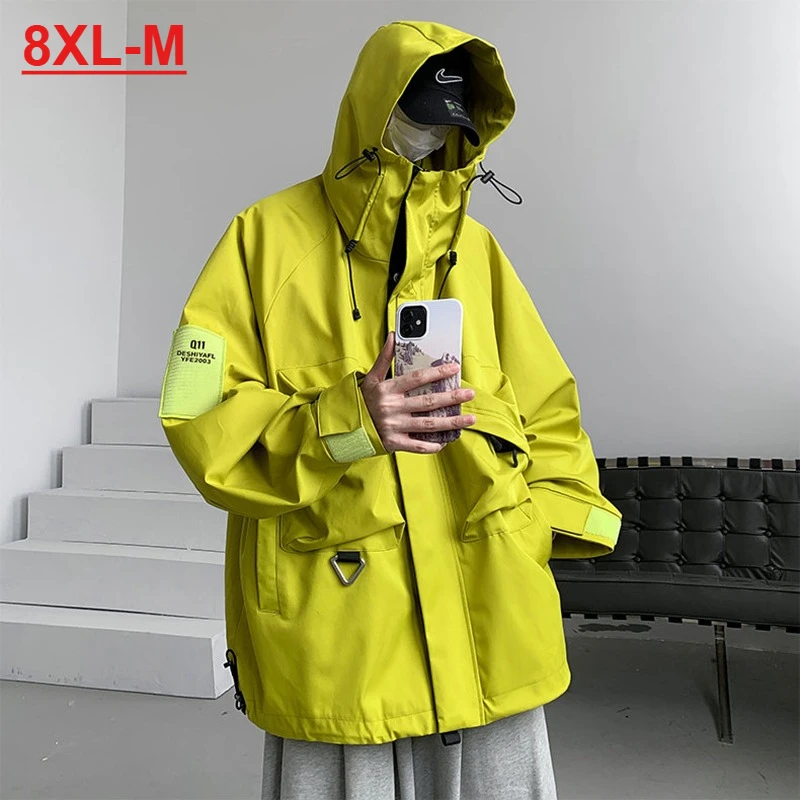

8XL-M Негабаритная водонепроницаемая ветровка для мужчин — свободная посадка, функциональный дизайн, штурмовая куртка, водонепроницаемая свободная рабочая одежда