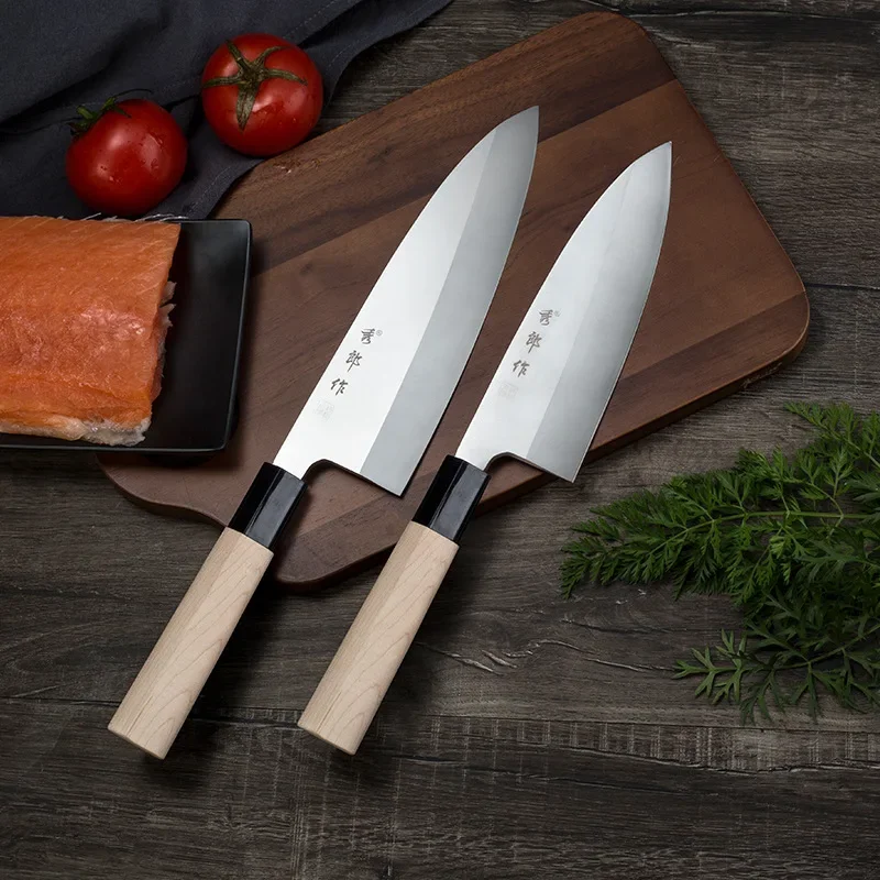 High Carbon Steel Japanese Knife Sashimi Sushi Knife Salmon Fish Raw Fillet Knives Fish Slicing Cooking Knife