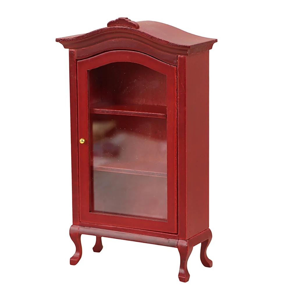 1/12 Poppenhuis Miniatuur Houten Showcase Mini Vitrinekast Meubels Speelgoed voor Poppenhuis Accessoires Decoratie ob11 bjd
