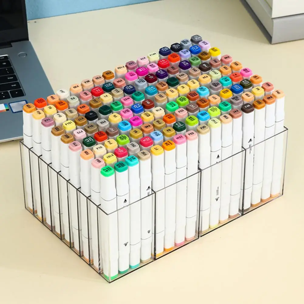 

Marker Storage Organizer Marker Holder Clear Acrylic 18 Compartments Desktop Art Marker Pen Pencil Divider Organizer Supplies