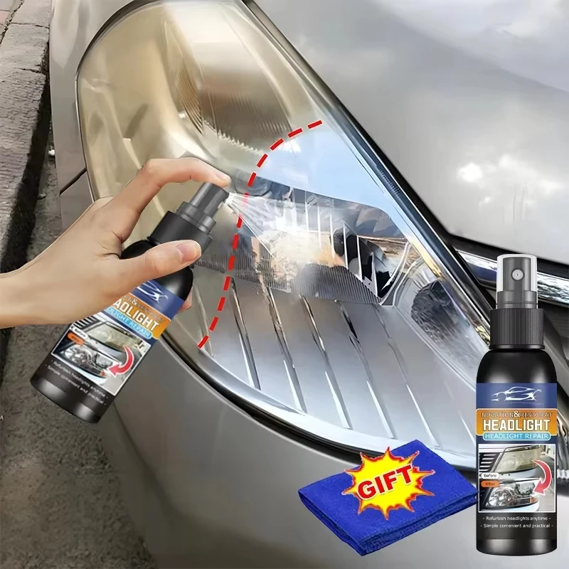 Kit de restauración de faros de coche, eliminador de arañazos de faros, juego de líquido polaco para limpieza y eliminación de oxidación, accesorios para automóviles