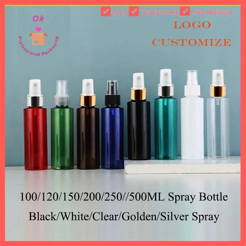 20 pz 120 ML 250 ML Bottiglia di Plastica Vuota 500 ML Coperchio Spray Cosmetico Riutilizzabile 100 ML PET Atomizzatore Contenitore di Trucco 200 ML QY2802-20