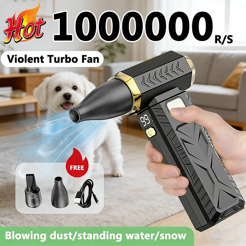 

2026 New 1000000RPM Violent Fan Super Powerful Air Blower Vacuum Blowing Suction Led Lighting 6-Speed Regulation Brushless Turbo
