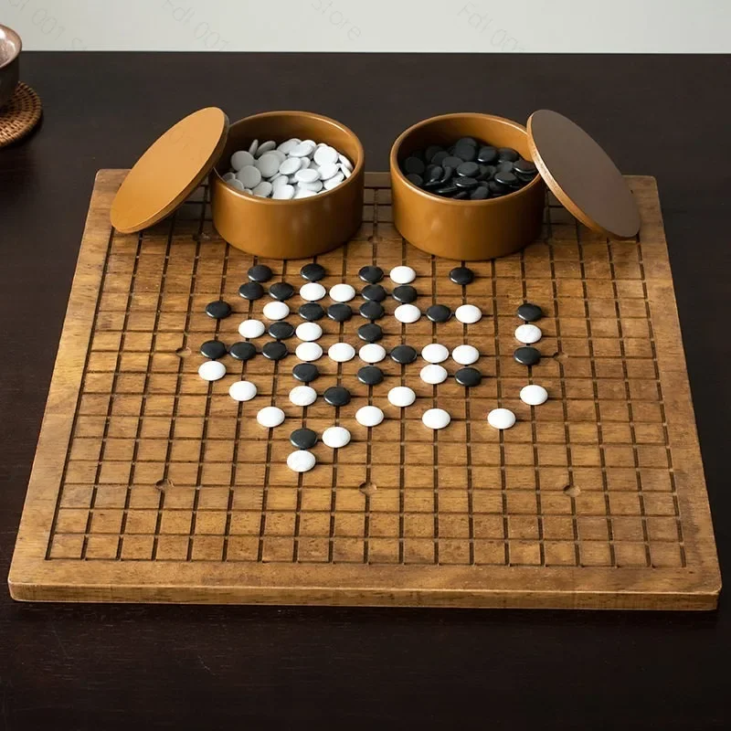 Dual‑Use Enclosure Chessboard Torreya Wood Go Chess Jar with Yunzi Go Stone Pieces for Board Game Collection